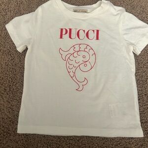 Emilio Pucci Kids White Tee with Pink Graphic